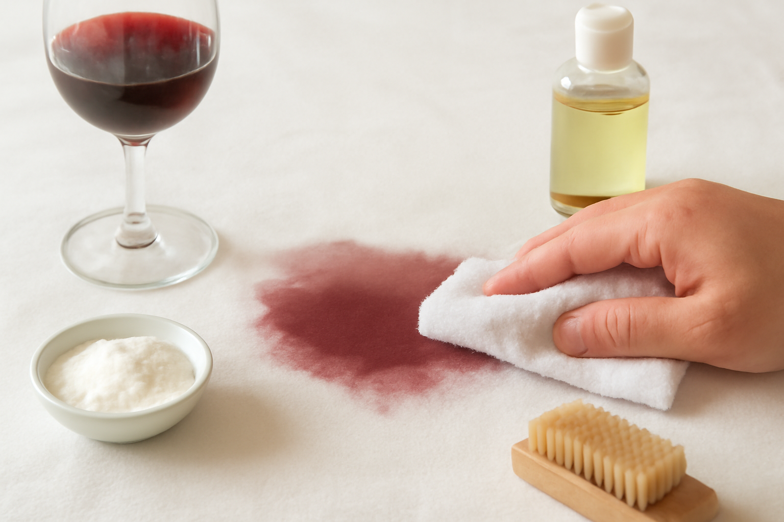 How to Remove Red Wine from a Cotton Tablecloth: Fresh and Dried Stain Steps illustration