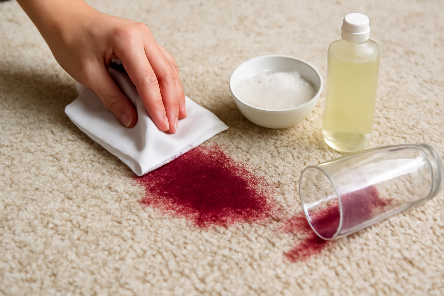 How to Remove Red Wine from a Wool Rug: Fresh and Dried Stain Steps illustration