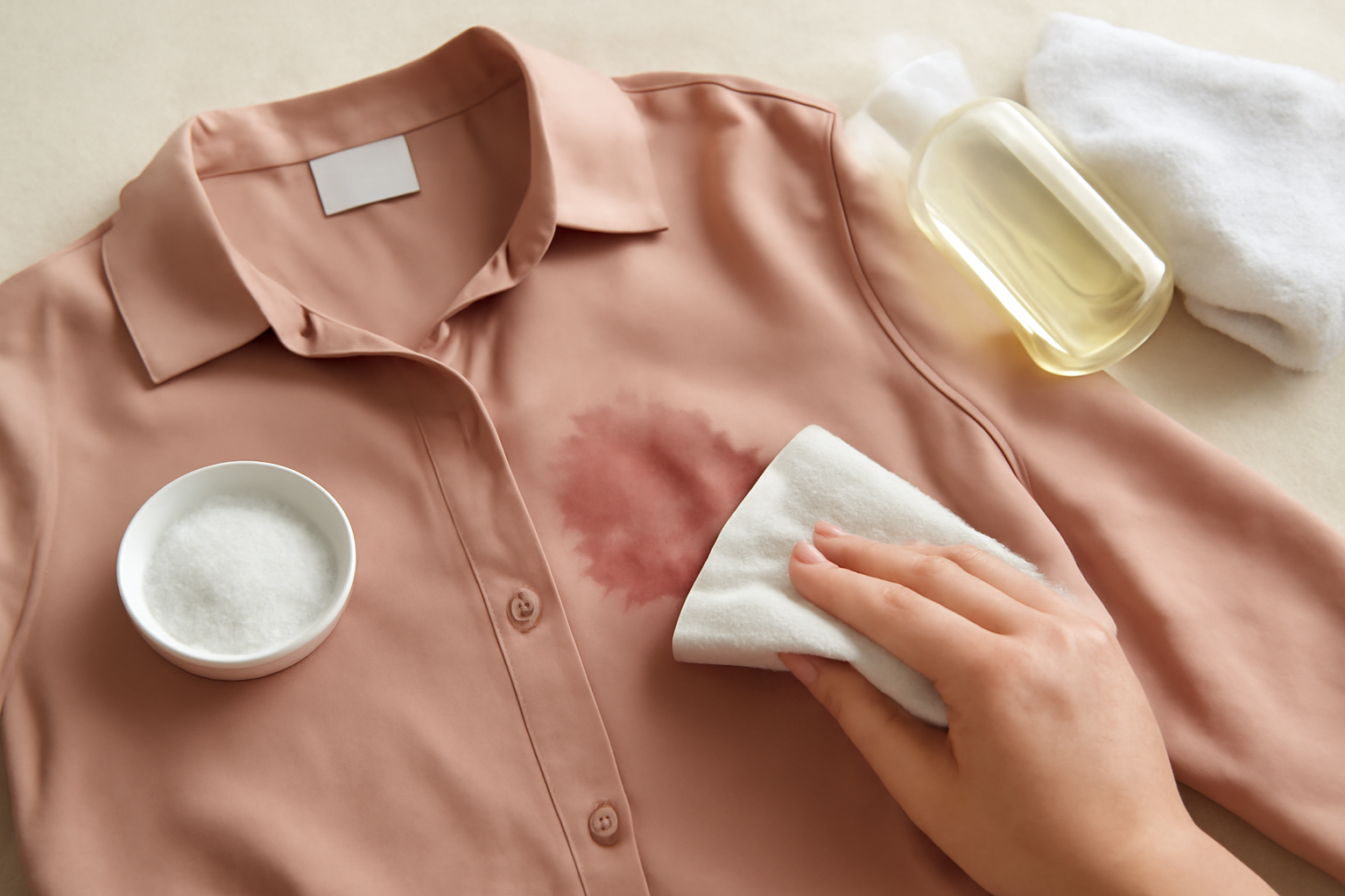 How to Remove Red Wine from a Silk Blouse: Fresh and Dried Stain Steps illustration