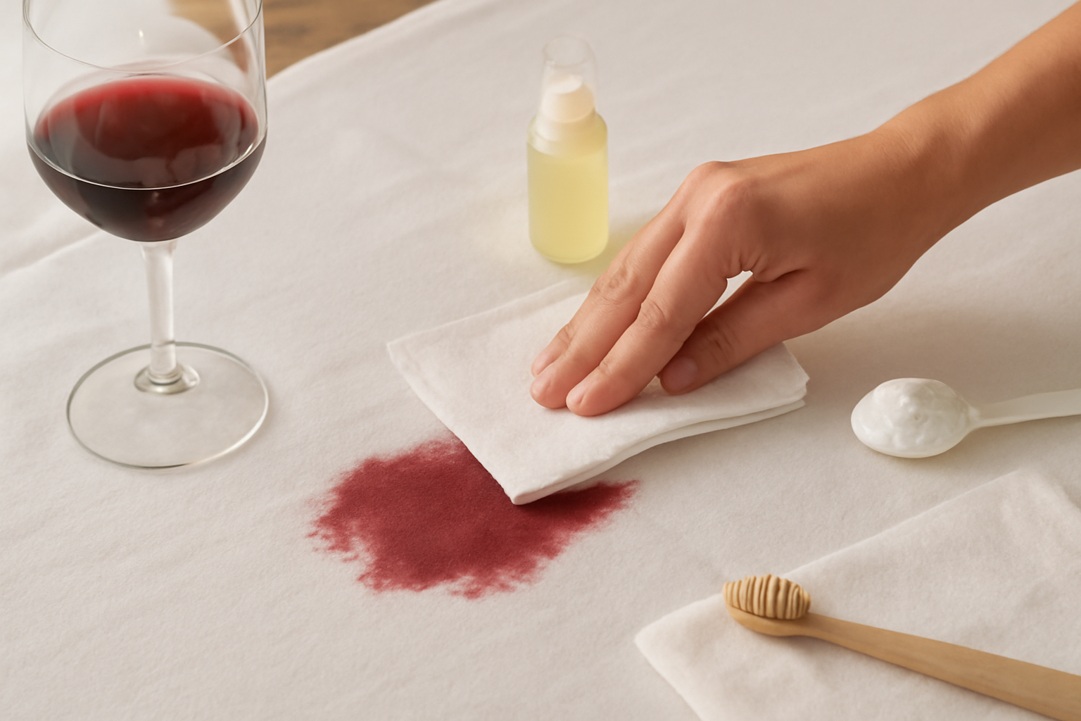How to Remove Red Wine from a Cotton Tablecloth: Fresh and Dried Stain Steps illustration
