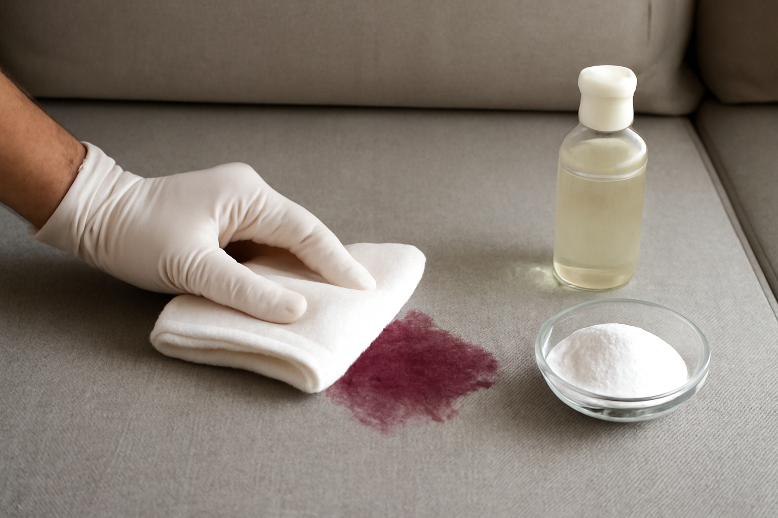 How to Remove Red Wine from a Polyester Couch: Fresh and Dried Stain Steps illustration