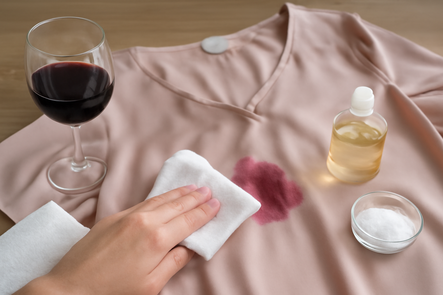 How to Remove Red Wine from a Silk Blouse: Fresh and Dried Stain Steps illustration