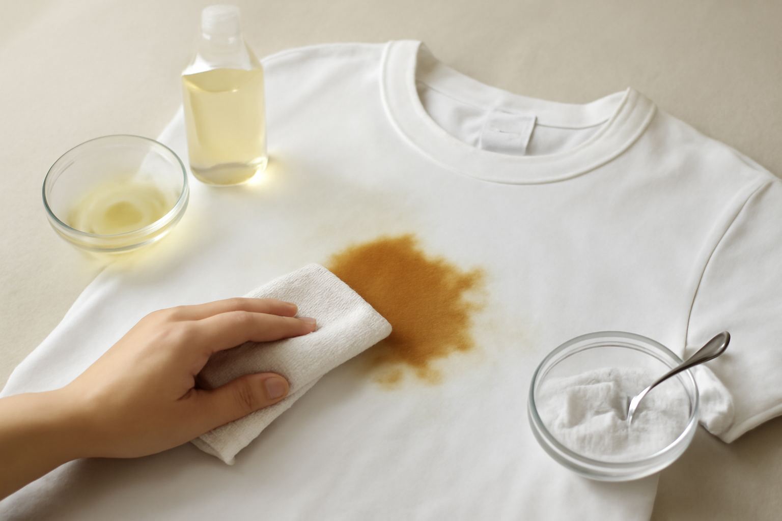 How to Remove Tea Stains from a Cotton Shirt: Fresh and Dried Steps illustration