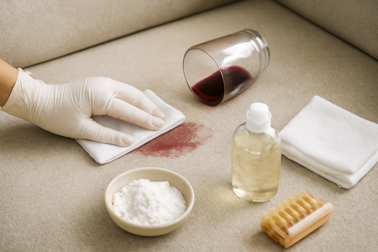 How to Remove Red Wine from a Wool Couch: Fresh and Dried Steps illustration