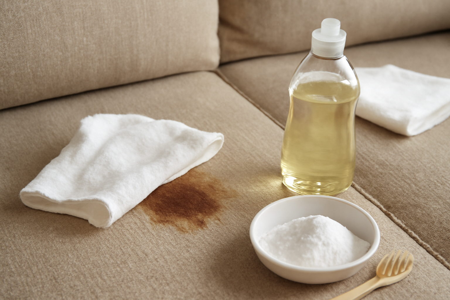 How to Remove Dried Coffee from a Wool Couch: Dish Soap vs. Baking Soda illustration