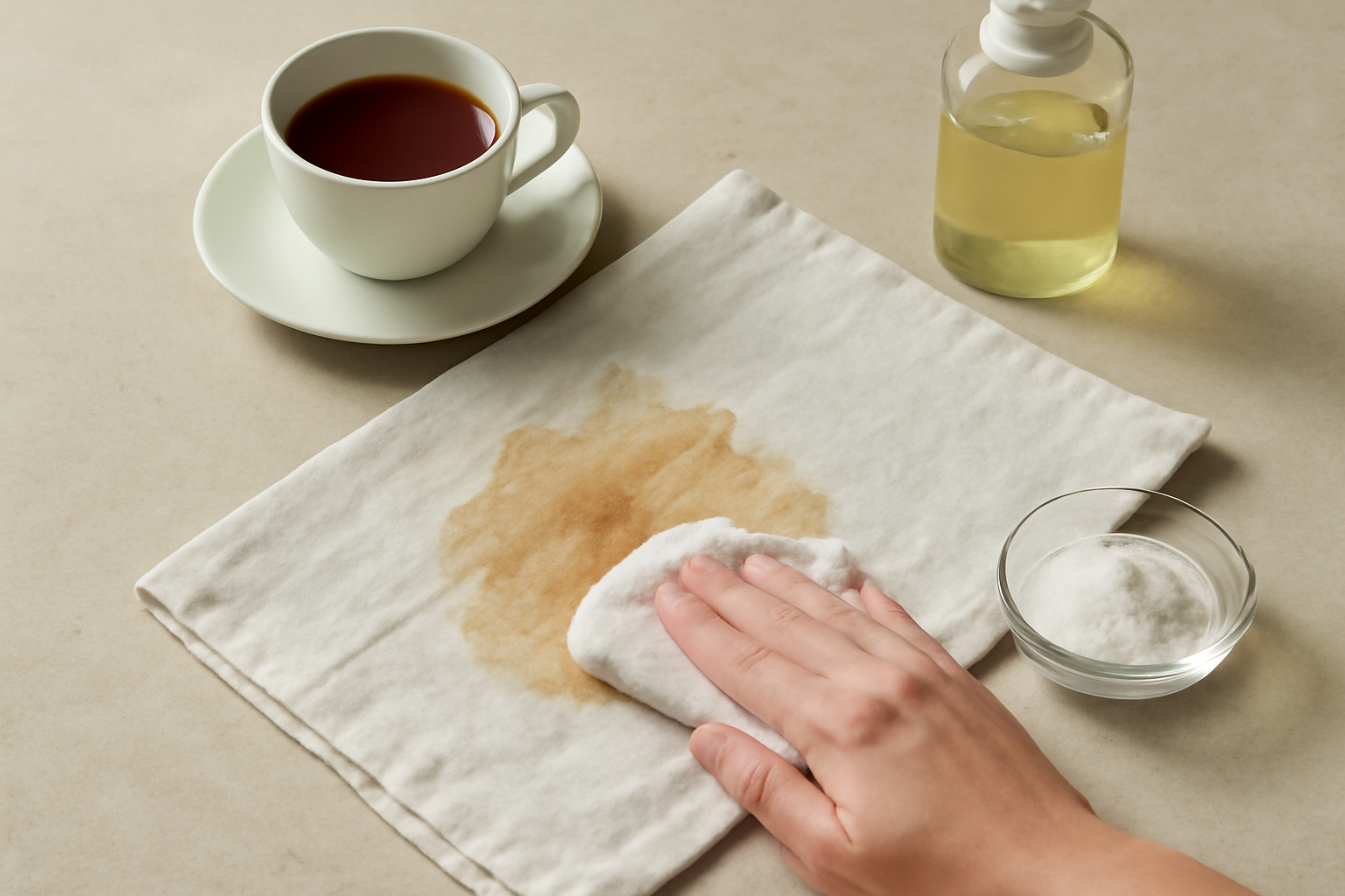 How to Remove Tea Stains from a Linen Napkin: Fresh and Dried Steps illustration