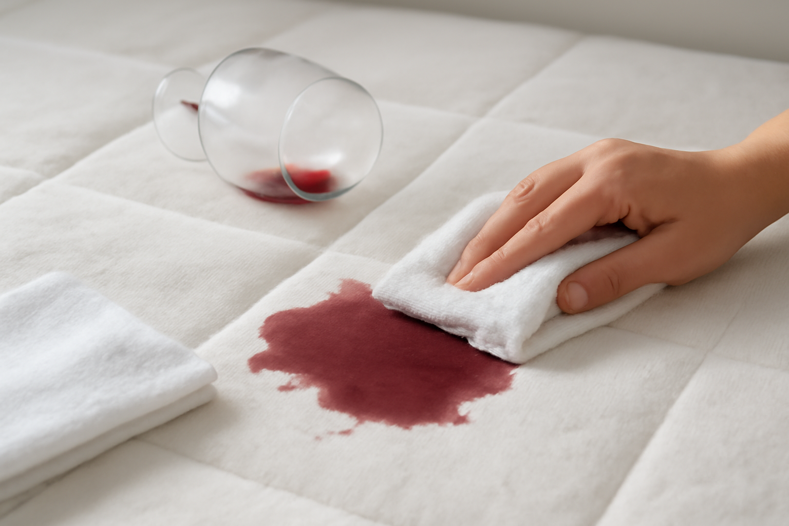 Imagen editorial: Cómo quitar una mancha de vino tinto de un colchón: guía para manchas frescas y secas