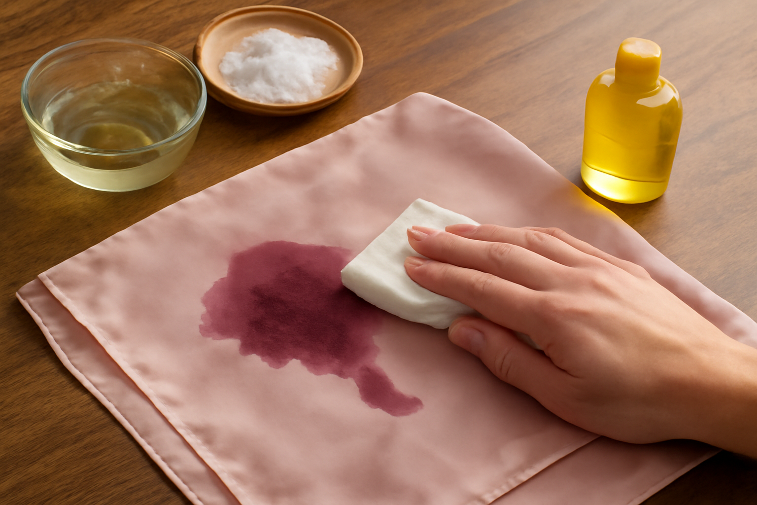 How to Remove Red Wine from a Silk Scarf: Fresh and Dried Stain Steps illustration