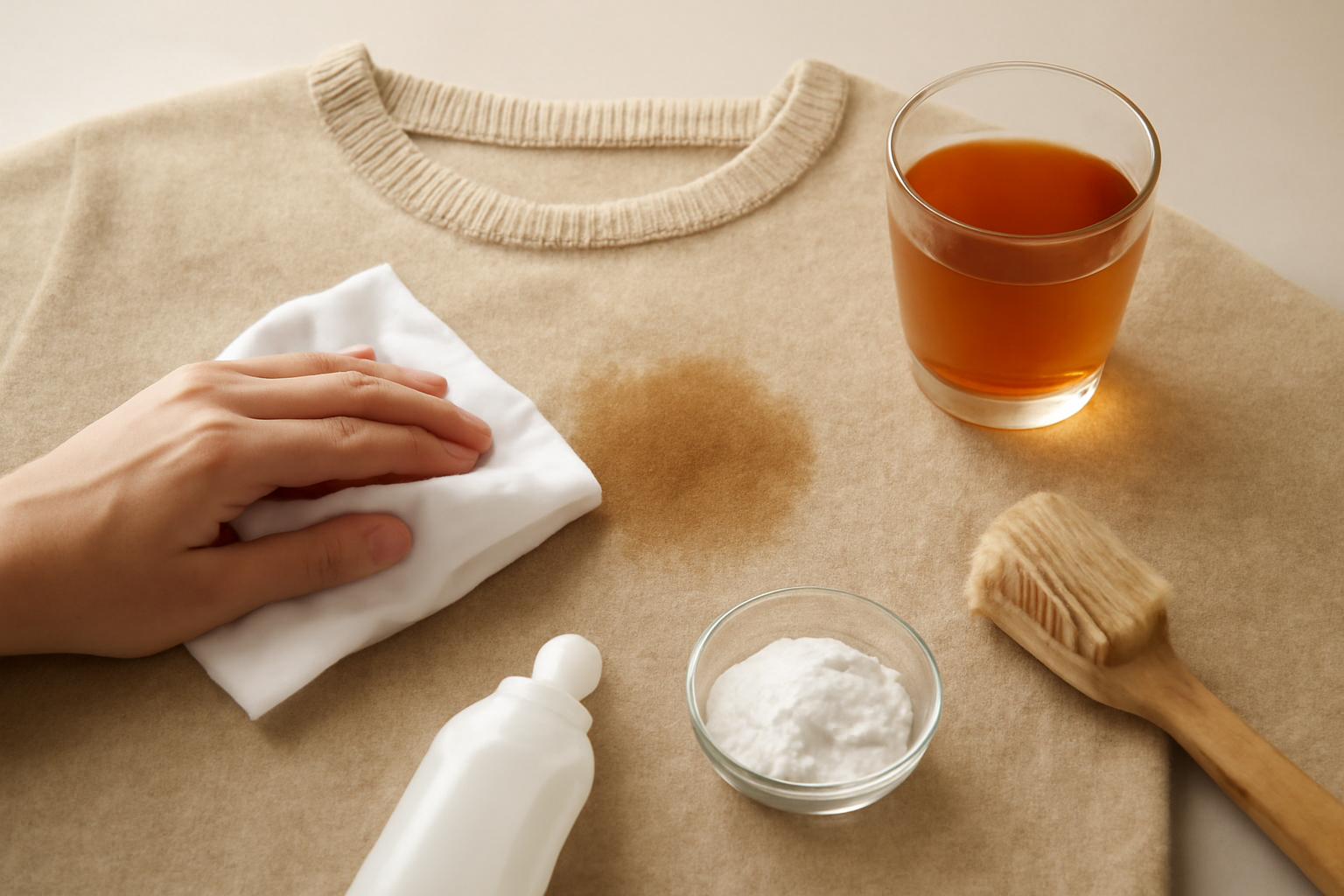 How to Remove Tea Stains from a Wool Sweater: Fresh and Dried Steps illustration