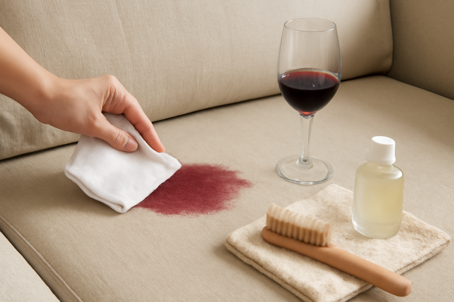 How to Get Red Wine Out of a Linen Couch: Fresh and Dried illustration