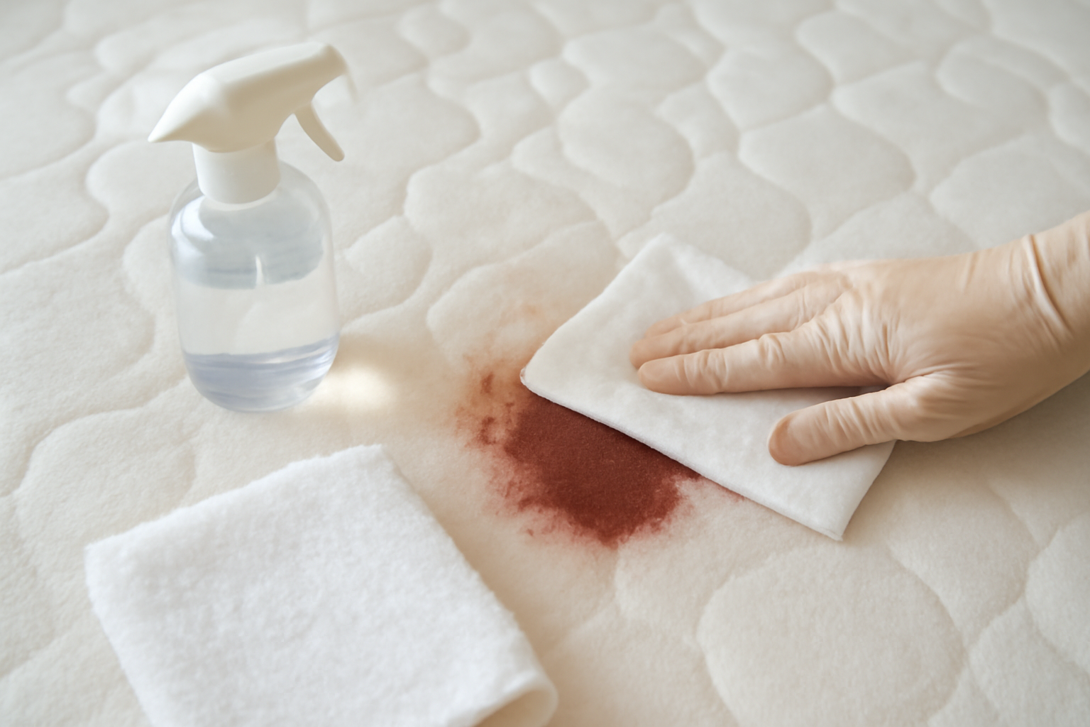 Imagem editorial: Mancha de sangue de nariz em colchão: como tirar mancha de sangue seco e fresco