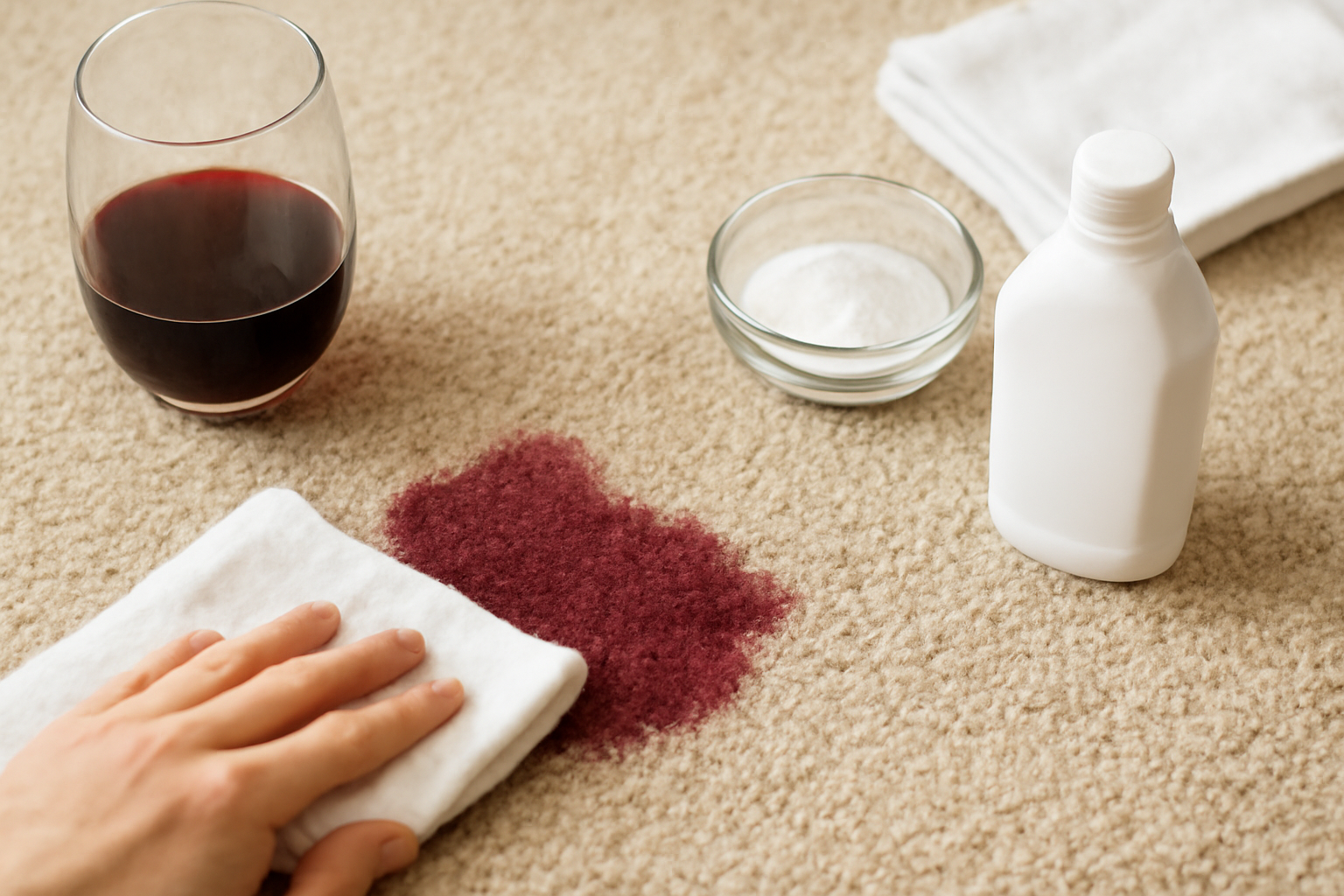 How to Get Red Wine Out of a Wool Rug: Dish Soap vs. Baking Soda illustration