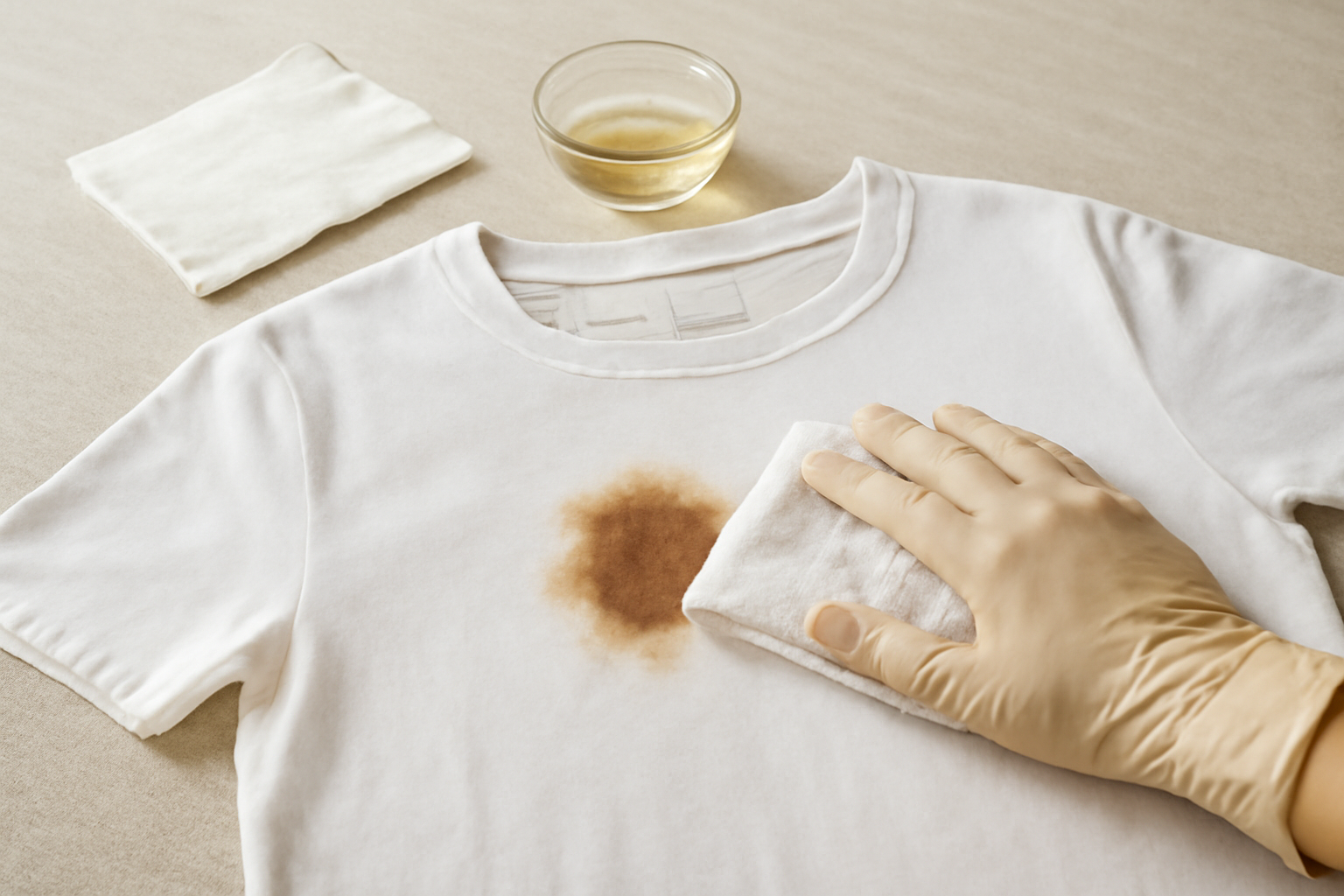 Imagem editorial: Como tirar mancha de gordura de camiseta de algodão: guia para mancha fresca e seca