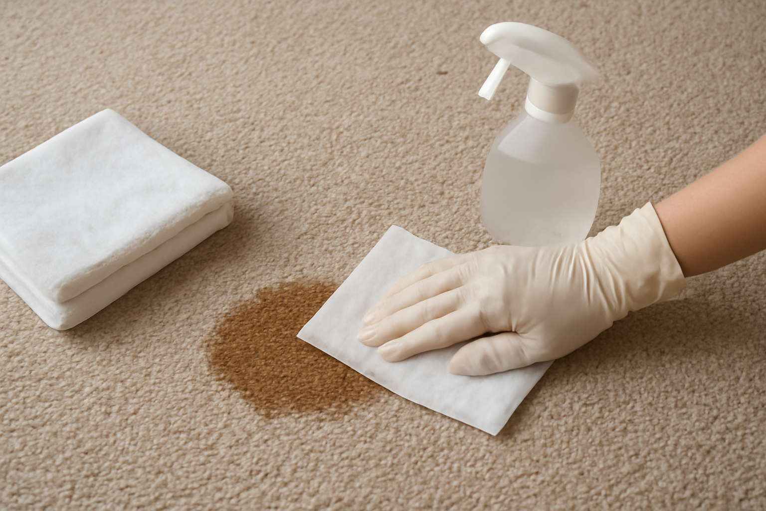 Imagem editorial: Como tirar mancha de fezes de gato de carpete: guia para mancha fresca e seca