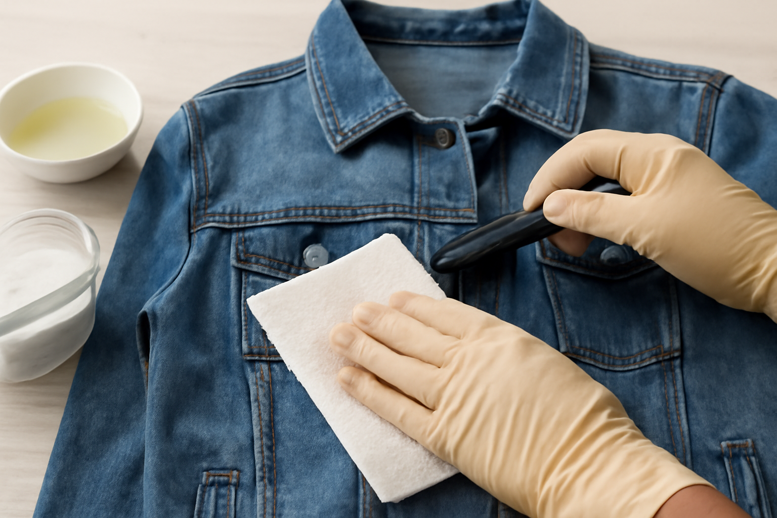 How to Get Grease Out of a Denim Jacket: Fresh and Set-In Stains illustration