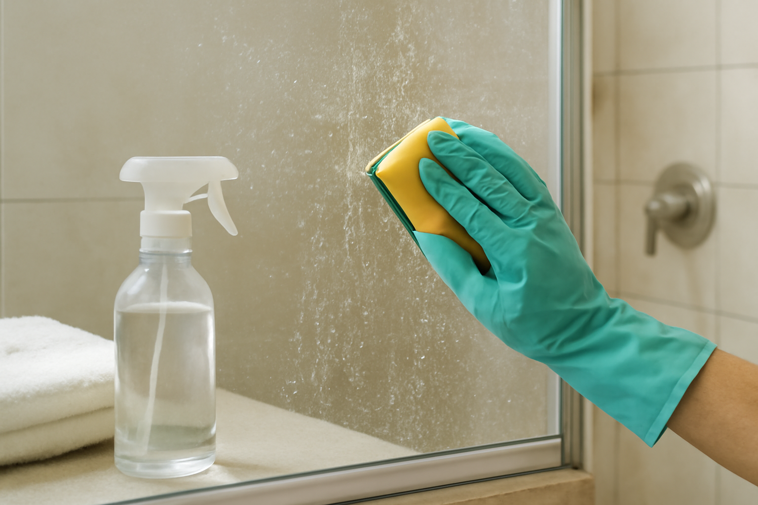 How to Remove Hard Water Stains from Shower Glass Without Damaging the Surface illustration