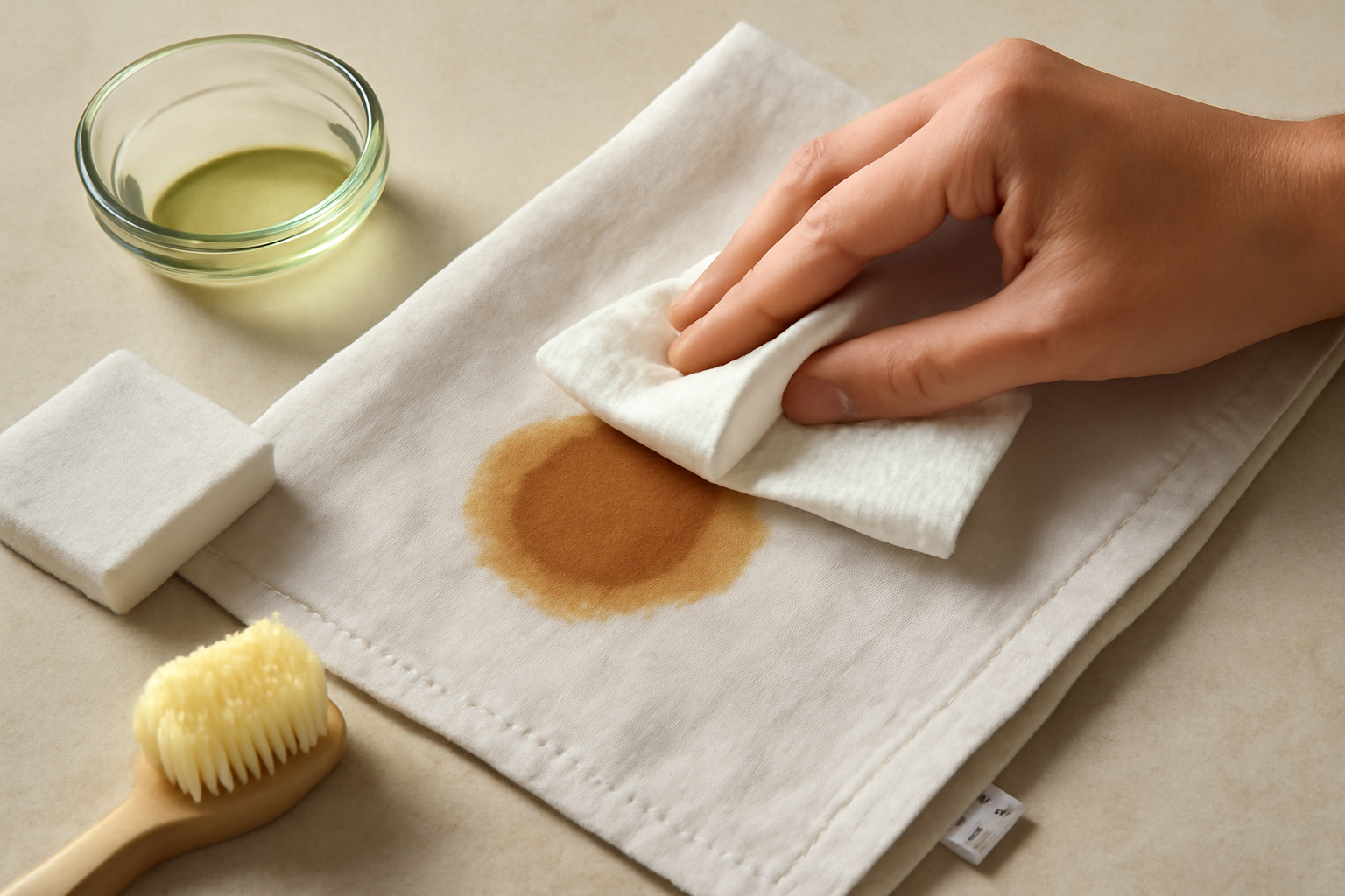 How to Get Fresh Coffee Out of a Linen Napkin Without Leaving a Ring illustration