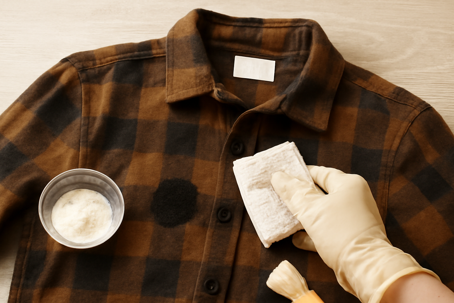 Imagen editorial: Cómo quitar una mancha de aceite de motor de una camisa de franela: guía para manchas frescas y secas