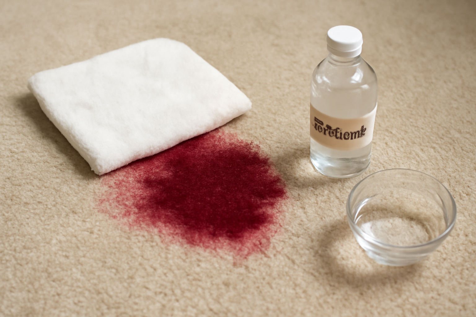 Imagem editorial: Como tirar mancha de beterraba de carpete claro: guia para mancha fresca e seca