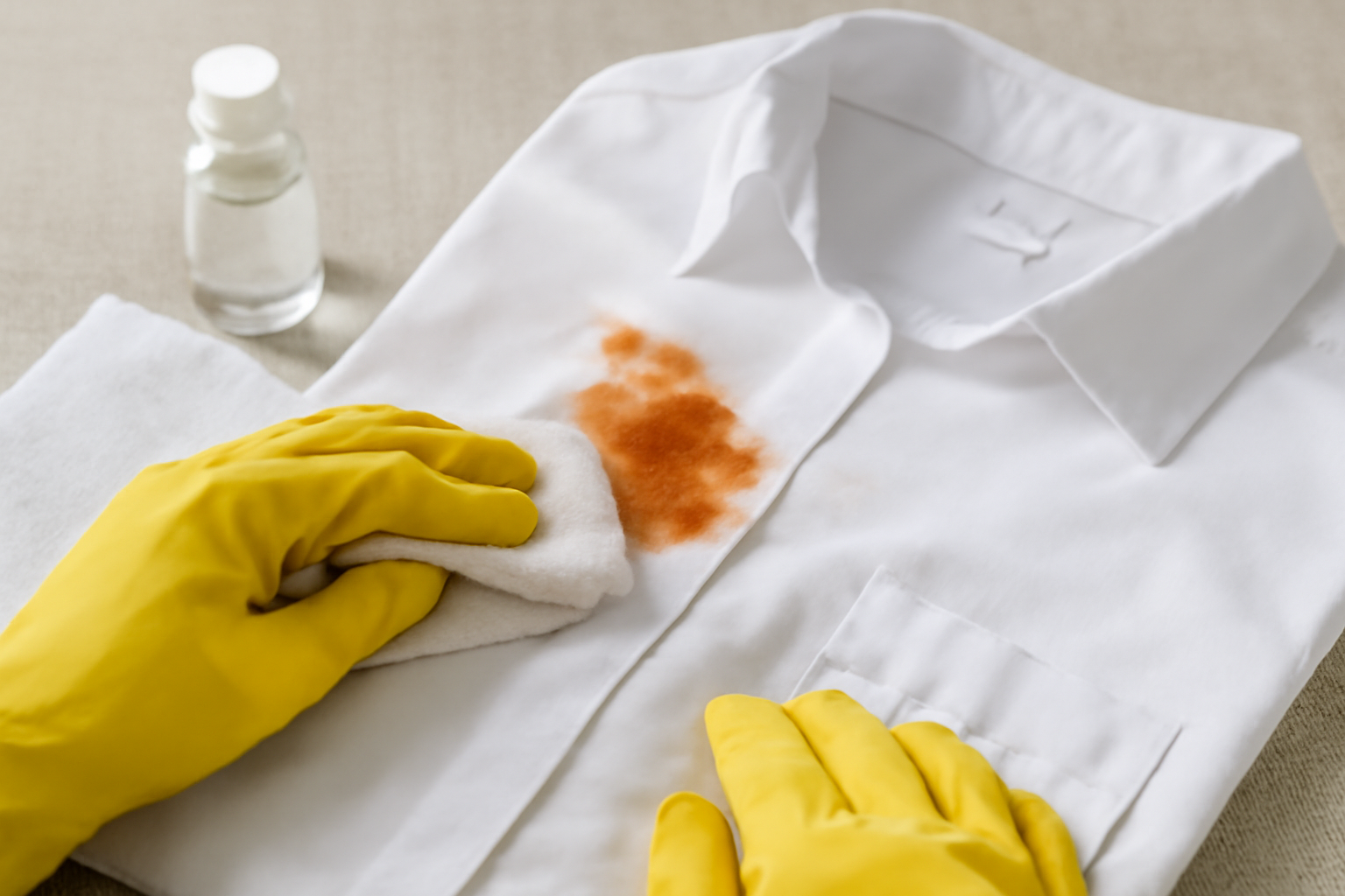 Imagen editorial: Cómo quitar una mancha de salsa de tomate de una camisa de algodón: métodos para manchas frescas y secas