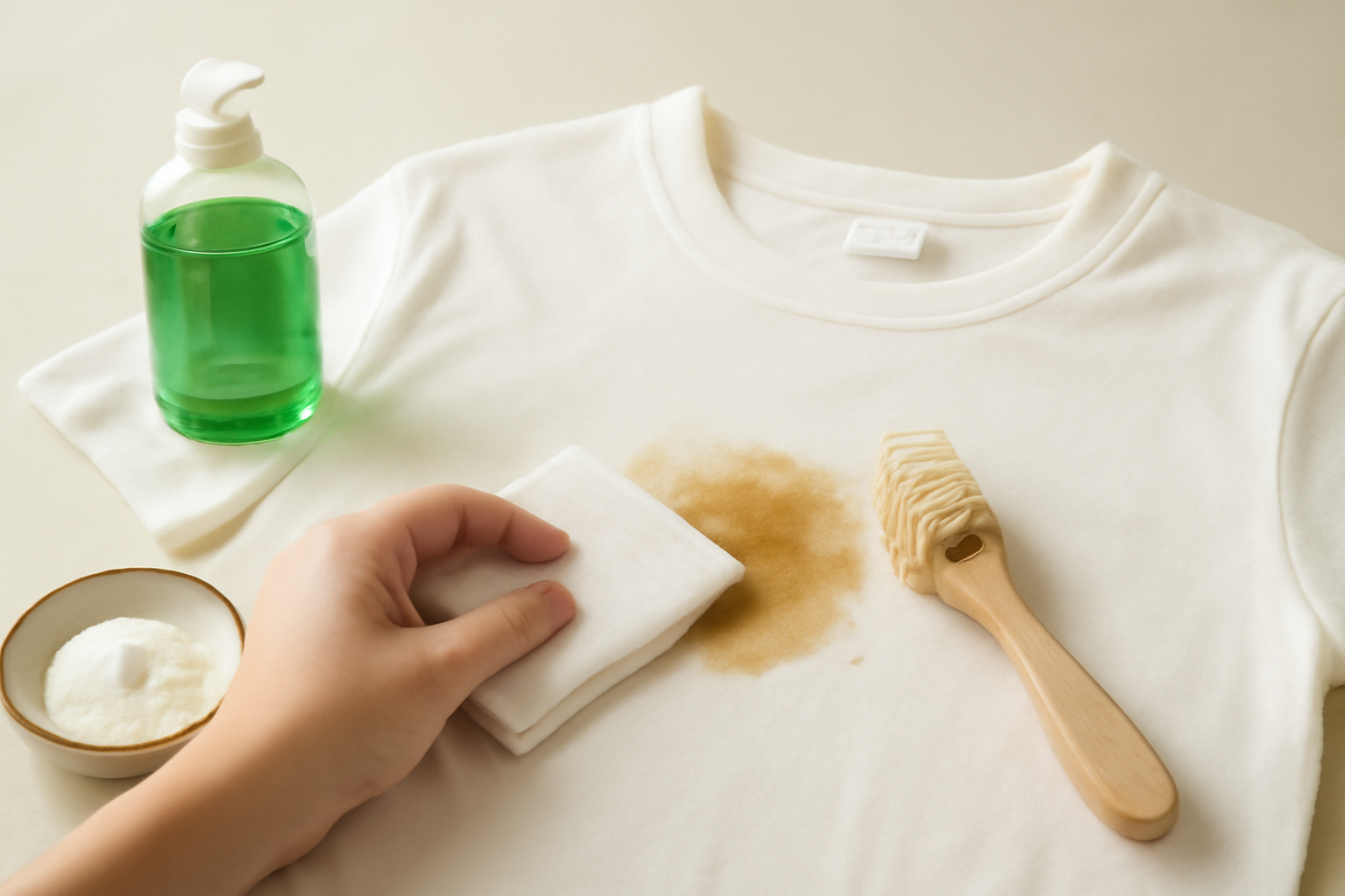 How to Get Cooking Oil Out of a Cotton T-Shirt: Fresh and Set-In Stains illustration