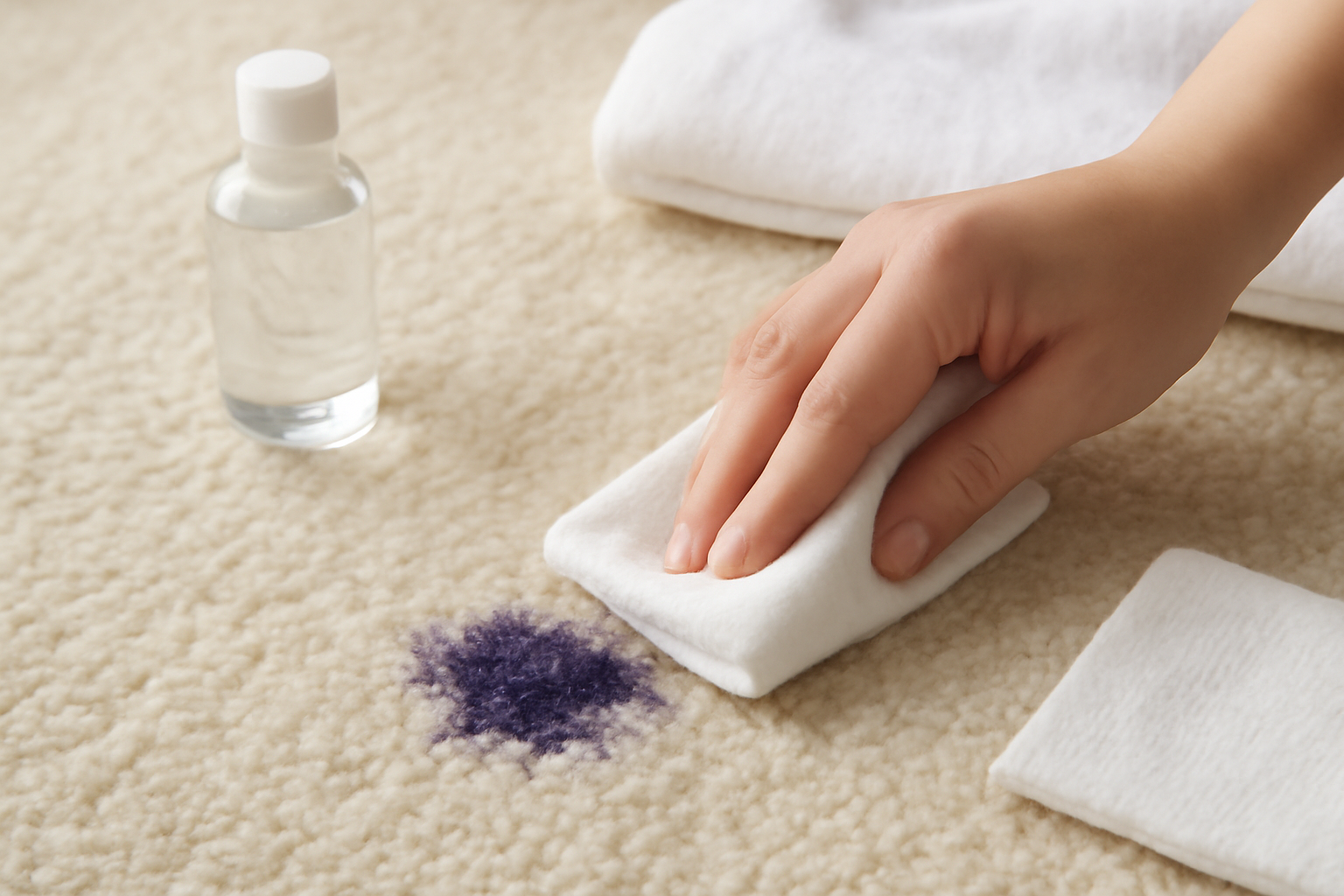 Imagen editorial: Cómo quitar una mancha de tinta de bolígrafo de una alfombra de lana: métodos para manchas frescas y secas