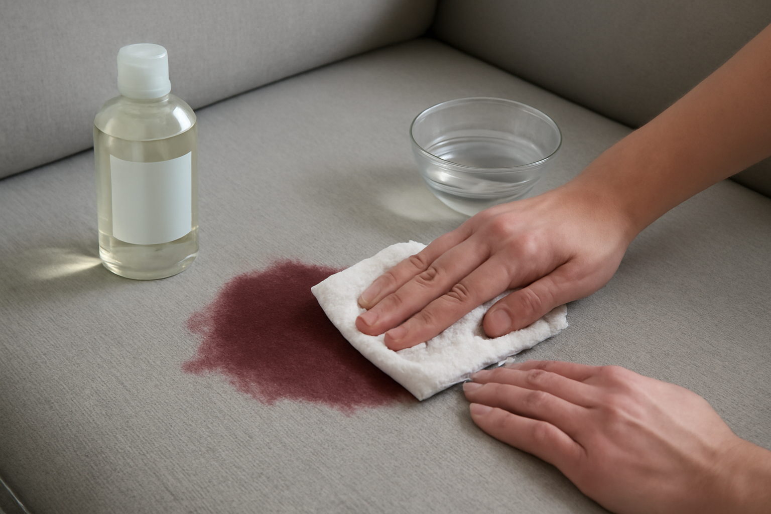 How to Remove Red Wine from a Polyester Couch: Fresh and Dried Stains illustration