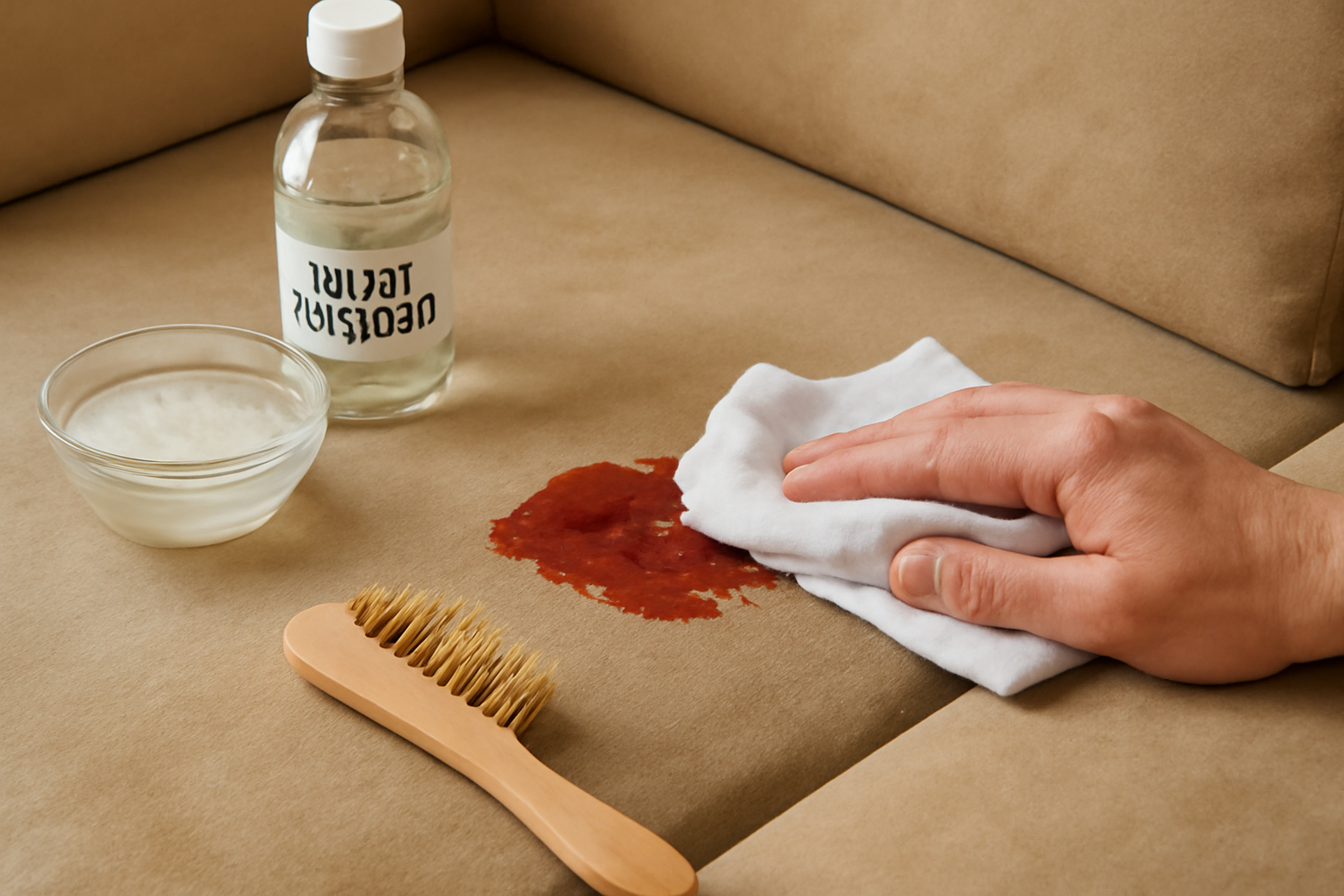 How to Remove Ketchup from a Microfiber Couch: Fresh and Dried Stains illustration