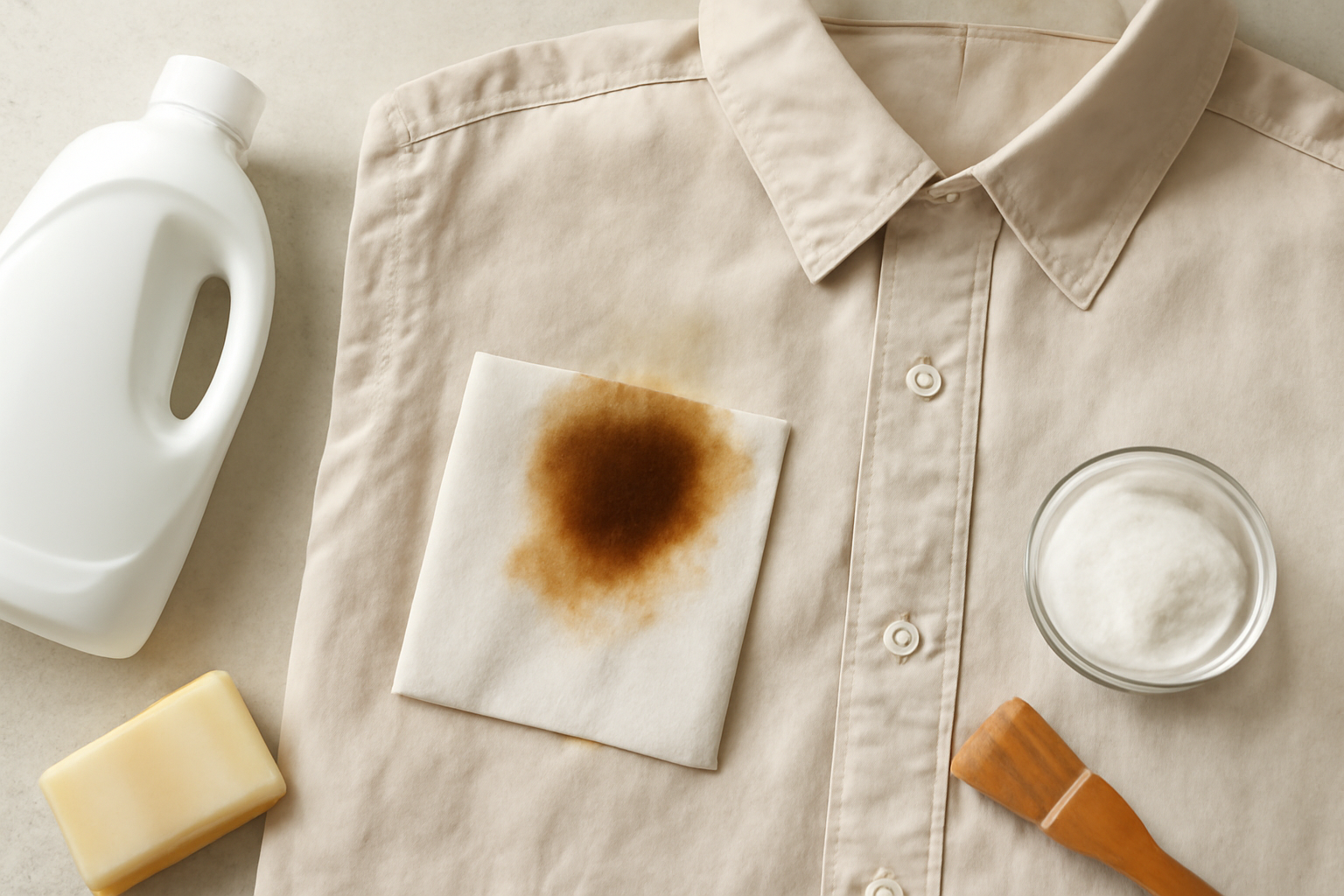 Imagen editorial: Cómo quitar una mancha de aceite de cocina de una camisa de algodón de color: guía para manchas frescas y secas