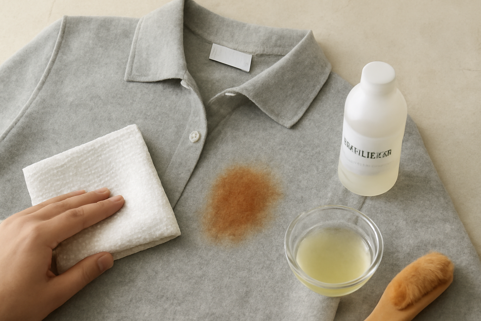 Imagen editorial: Cómo quitar una mancha de óxido de una camisa de lana: métodos seguros para manchas frescas y secas