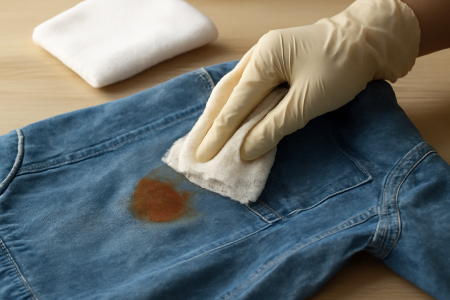 Imagen editorial: Cómo quitar una mancha de óxido de una camisa de mezclilla: métodos para manchas frescas y secas