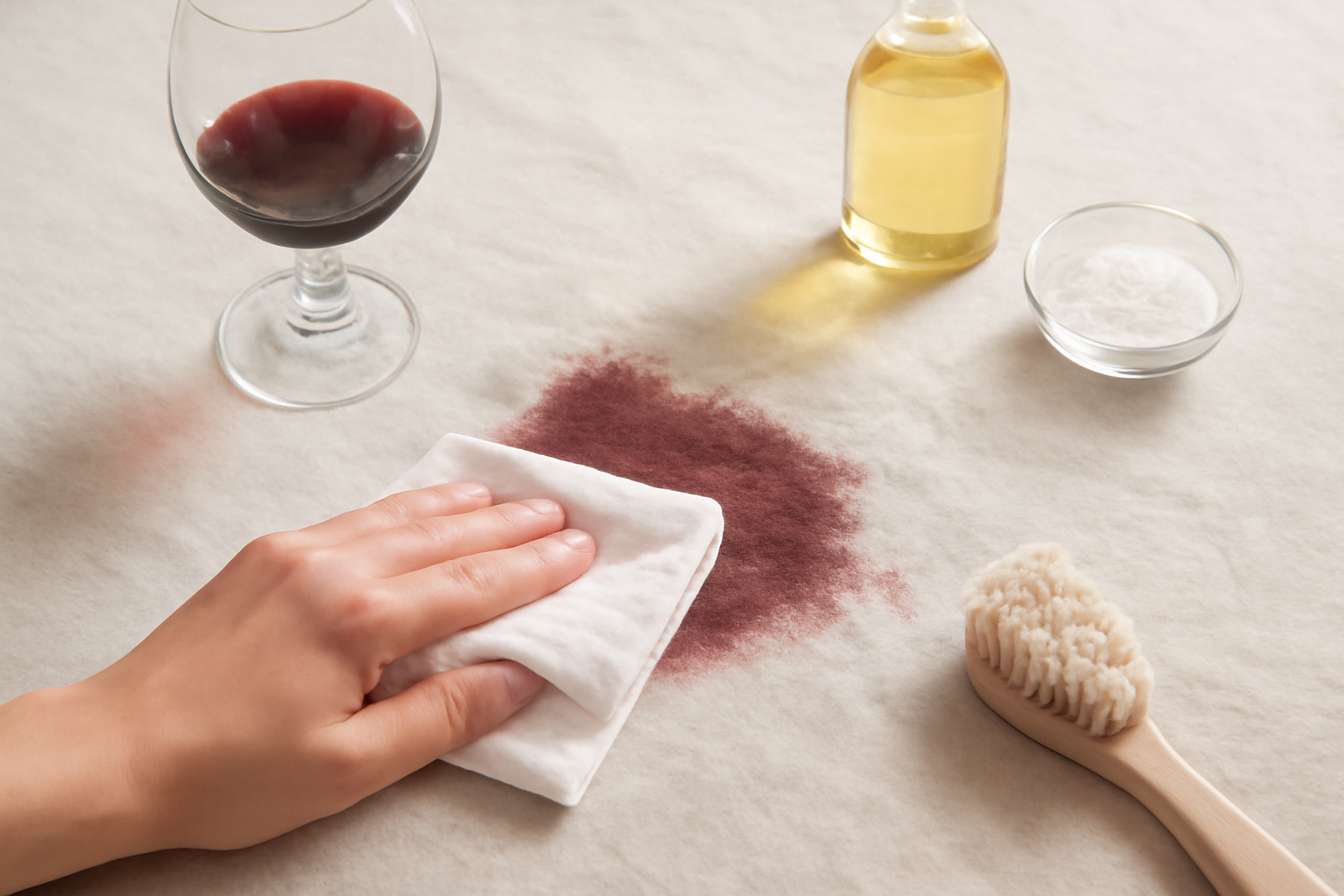 How to Remove Red Wine from a Linen Tablecloth: Fresh and Dried Stains illustration