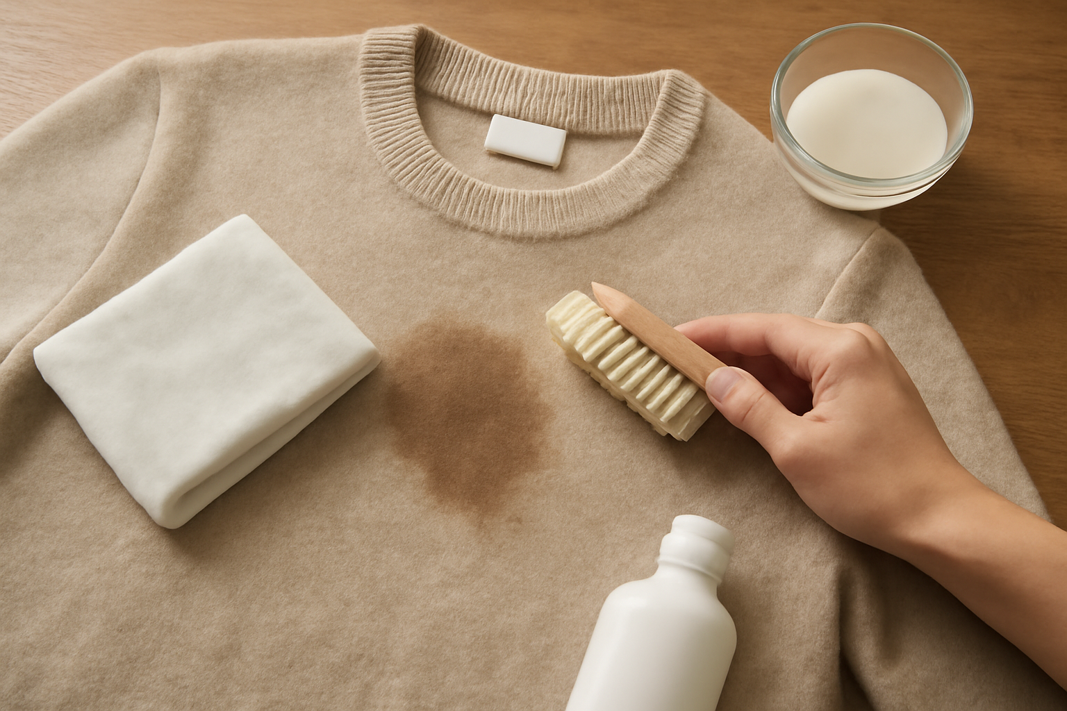 Imagen editorial: Cómo quitar una mancha de grasa de una camisa de lana: guía para manchas frescas y secas