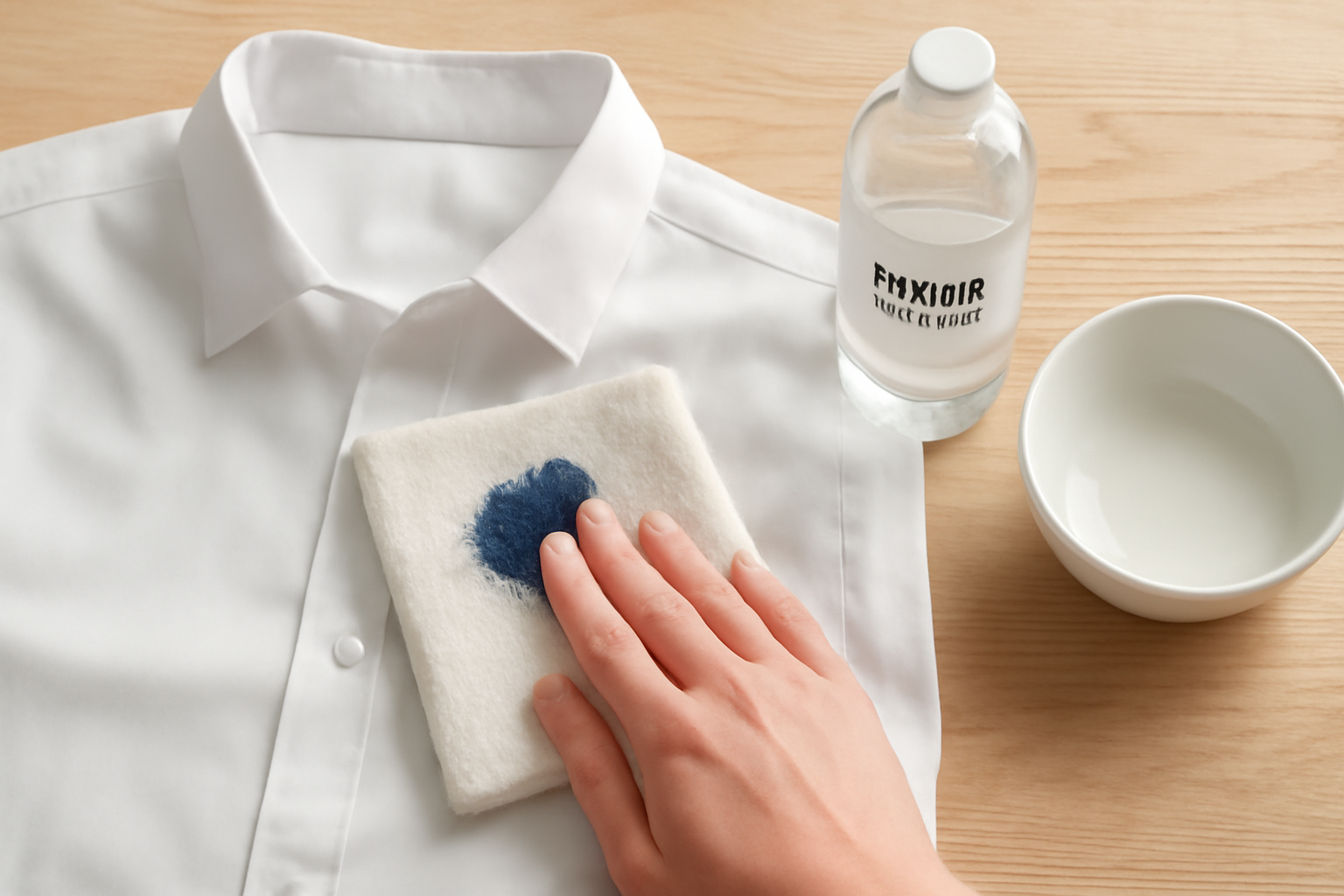 Imagen editorial: Cómo quitar tinta de bolígrafo de una camisa de poliéster: métodos para manchas frescas y secas