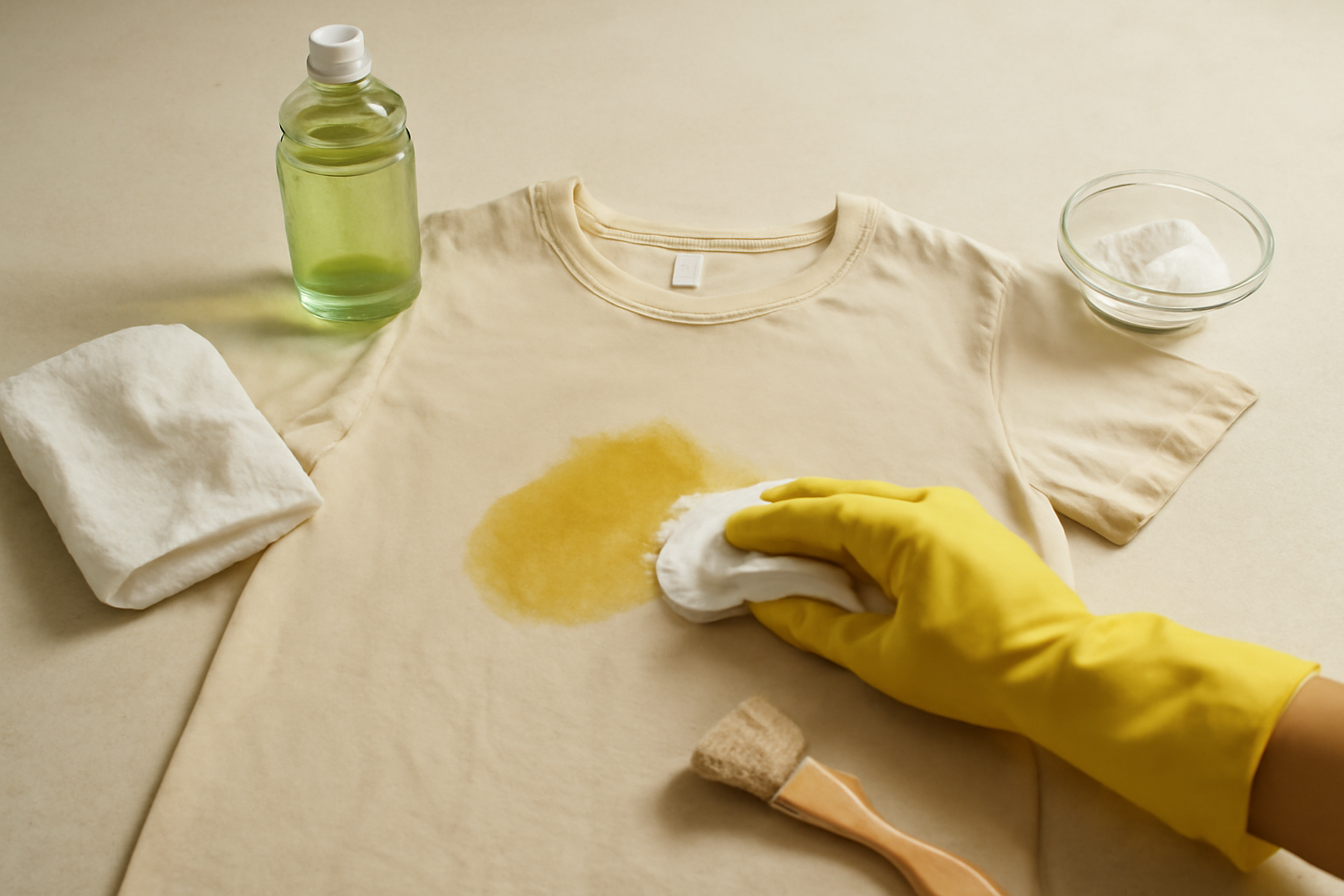 How to Remove Olive Oil from a Cotton T-Shirt: Fresh and Set-In Stains illustration