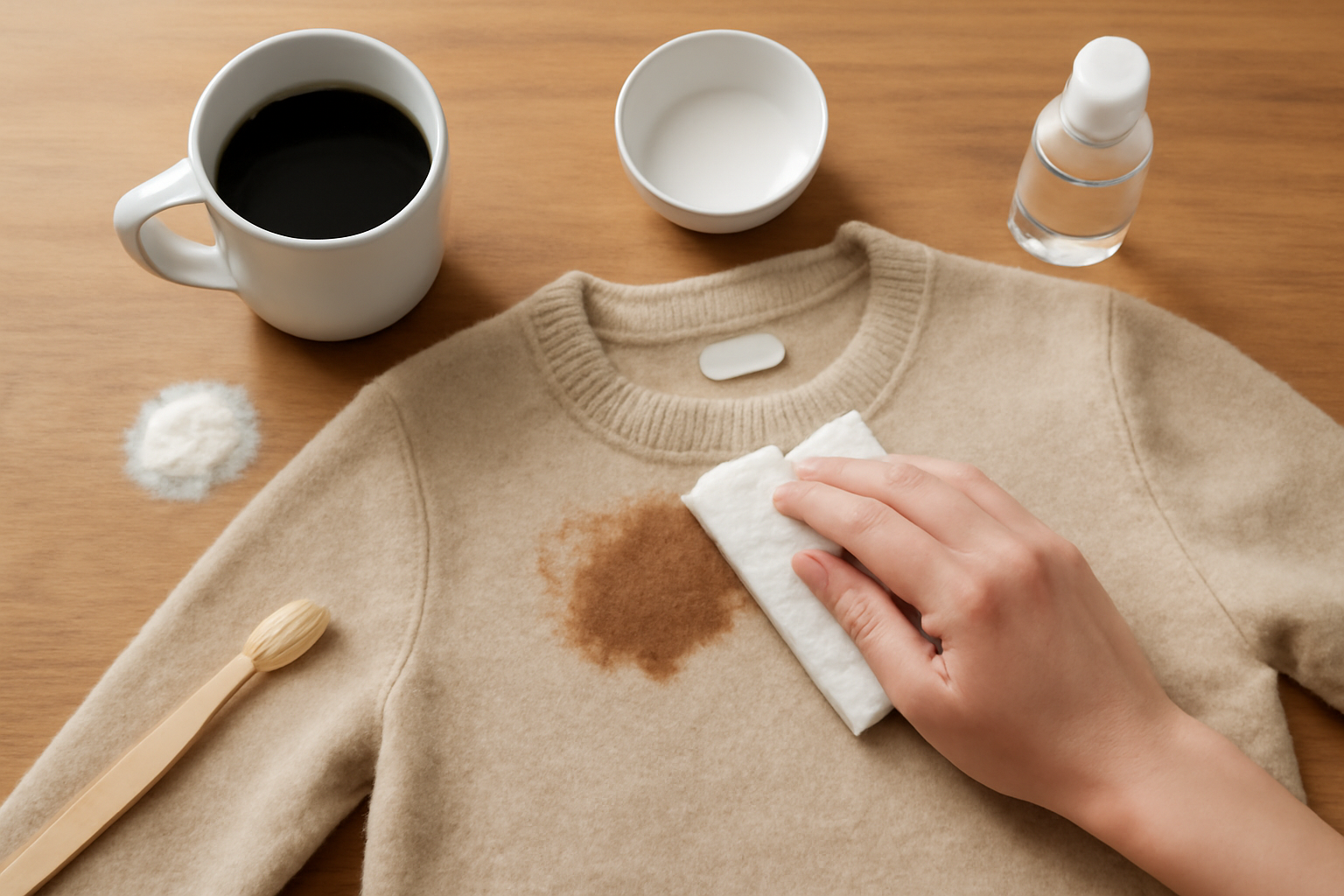 How to Remove Coffee Stains from a Wool Sweater: Fresh and Dried Spills illustration