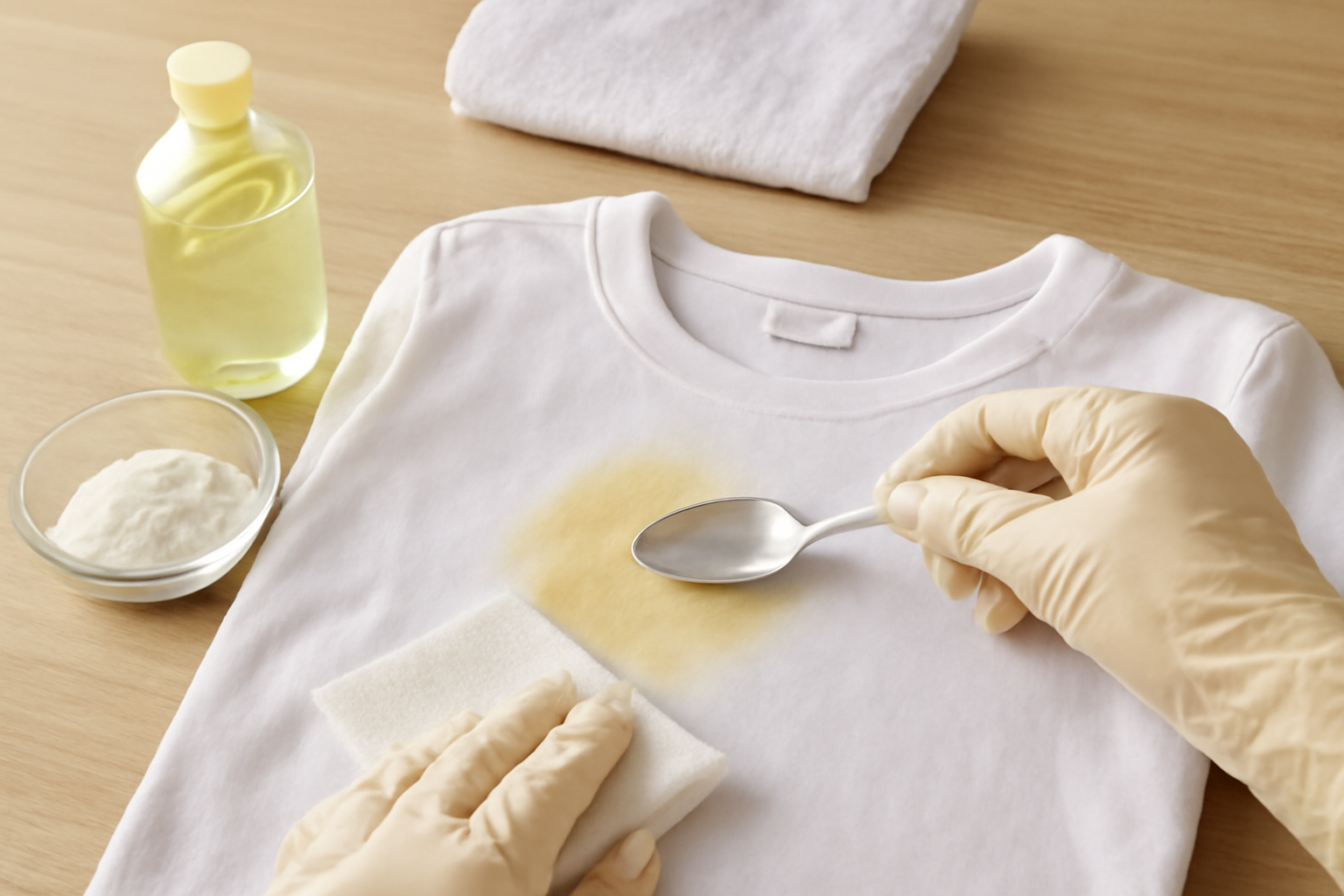 Imagem editorial: Tirar mancha de protetor solar de roupa branca: guia completo para mancha fresca e seca