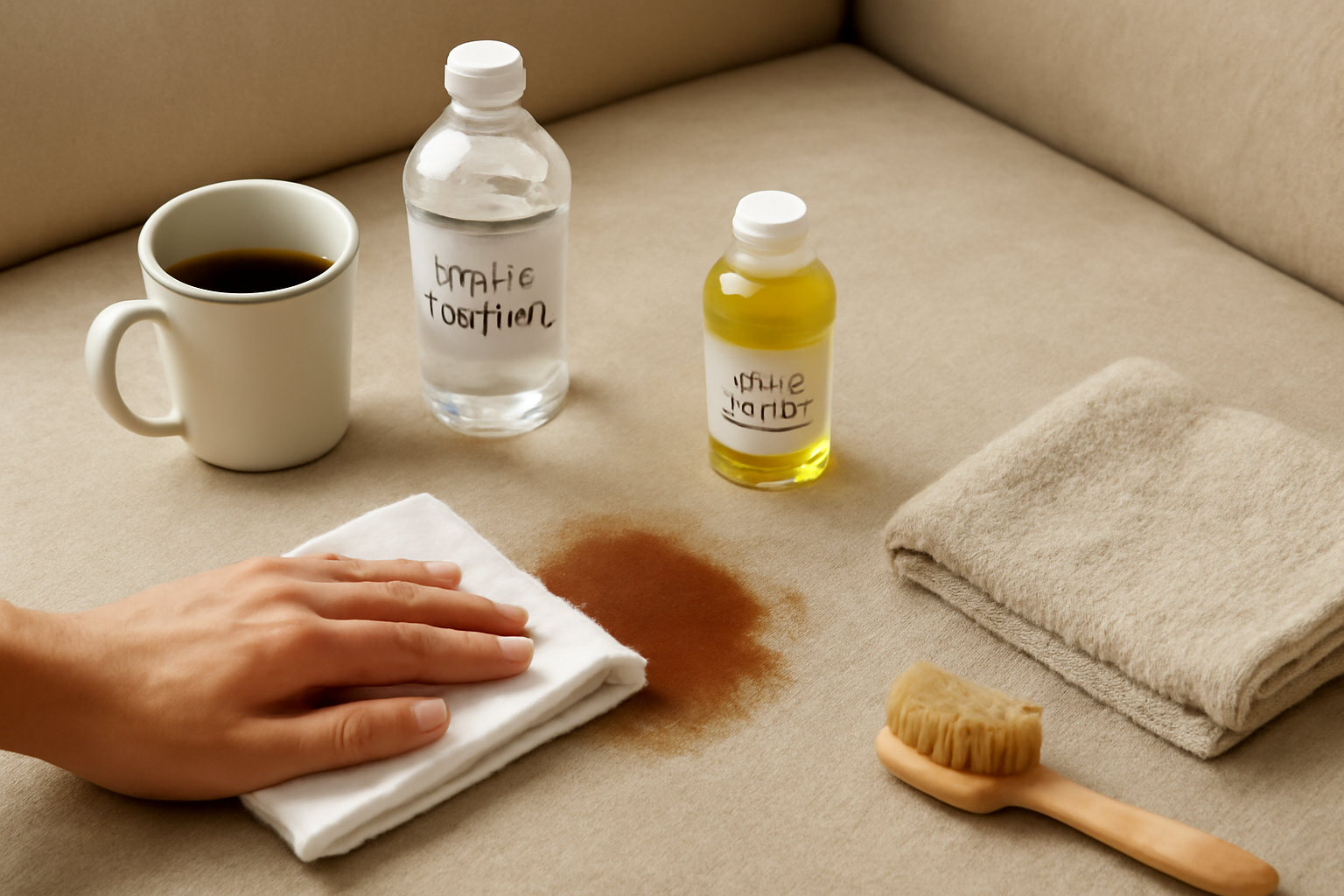 How to Remove Coffee Stains from a Cotton Couch: Fresh and Dried Spills illustration