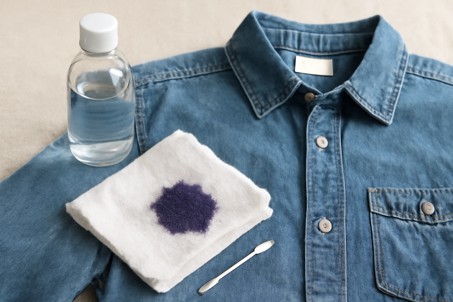 Imagen editorial: Cómo quitar tinta de bolígrafo de una camisa de mezclilla: métodos para manchas frescas y secas