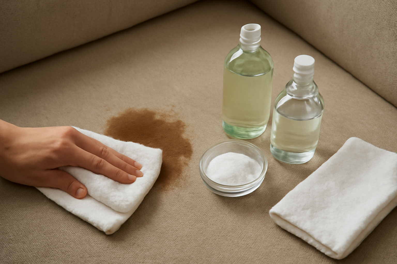 How to Remove Coffee Stains from a Polyester Couch: Fresh and Dried Spills illustration
