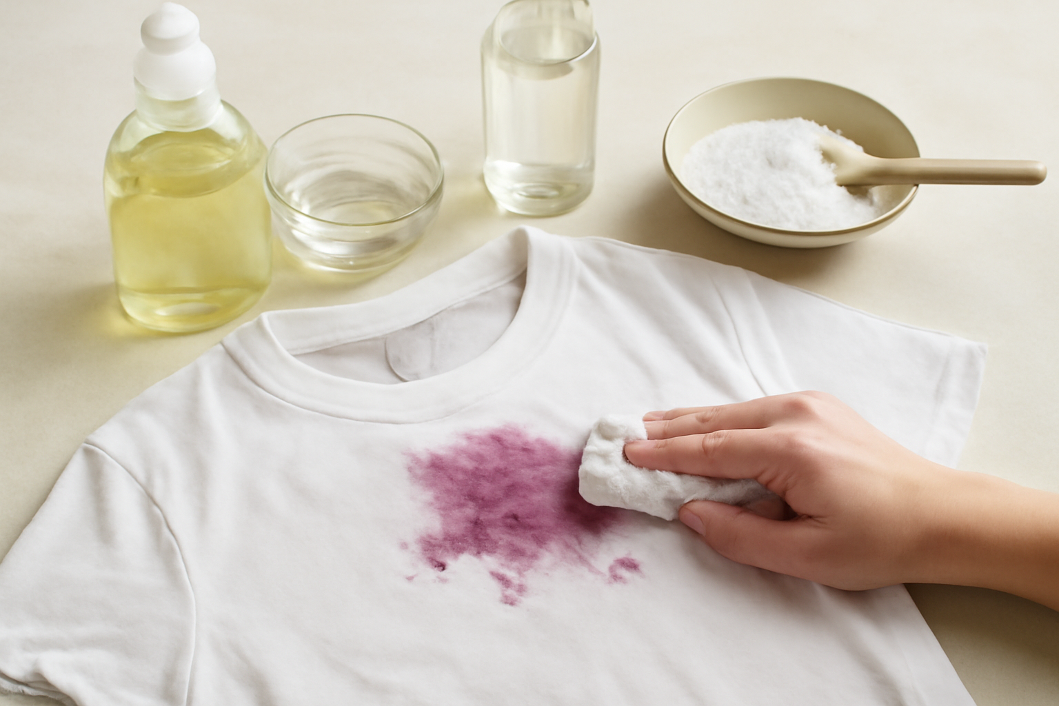 How to Remove Blueberry Stains from a Cotton T-Shirt: Fresh and Set-In Marks illustration