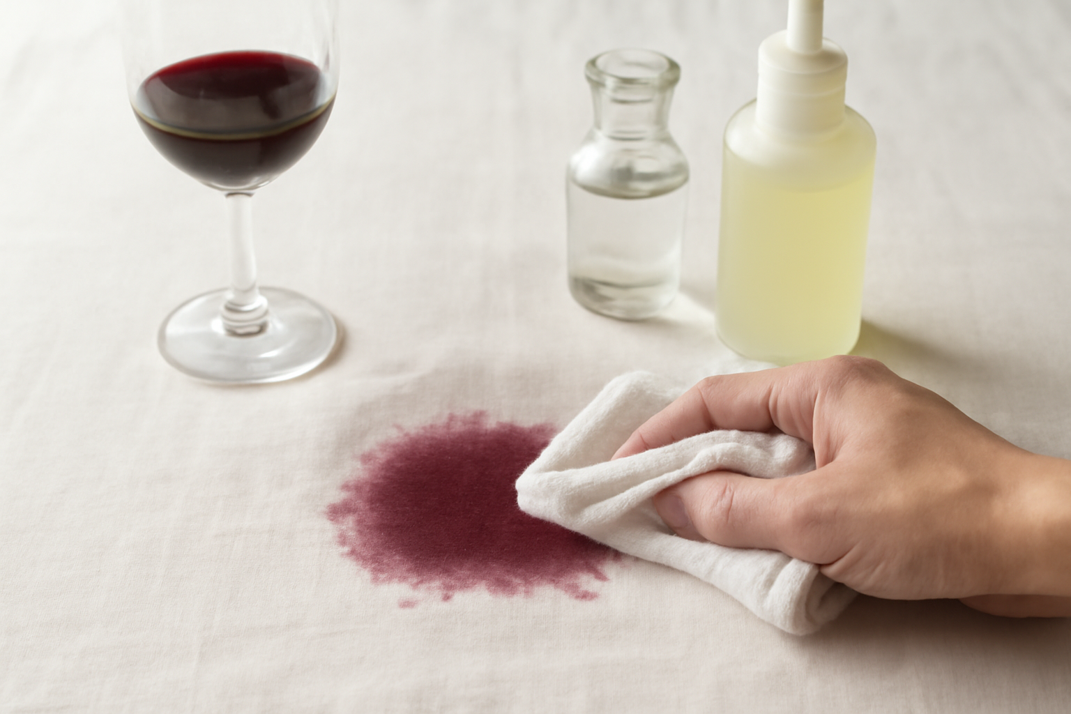 How to Remove Red Wine from a Cotton Tablecloth: Fresh and Dried Stains illustration