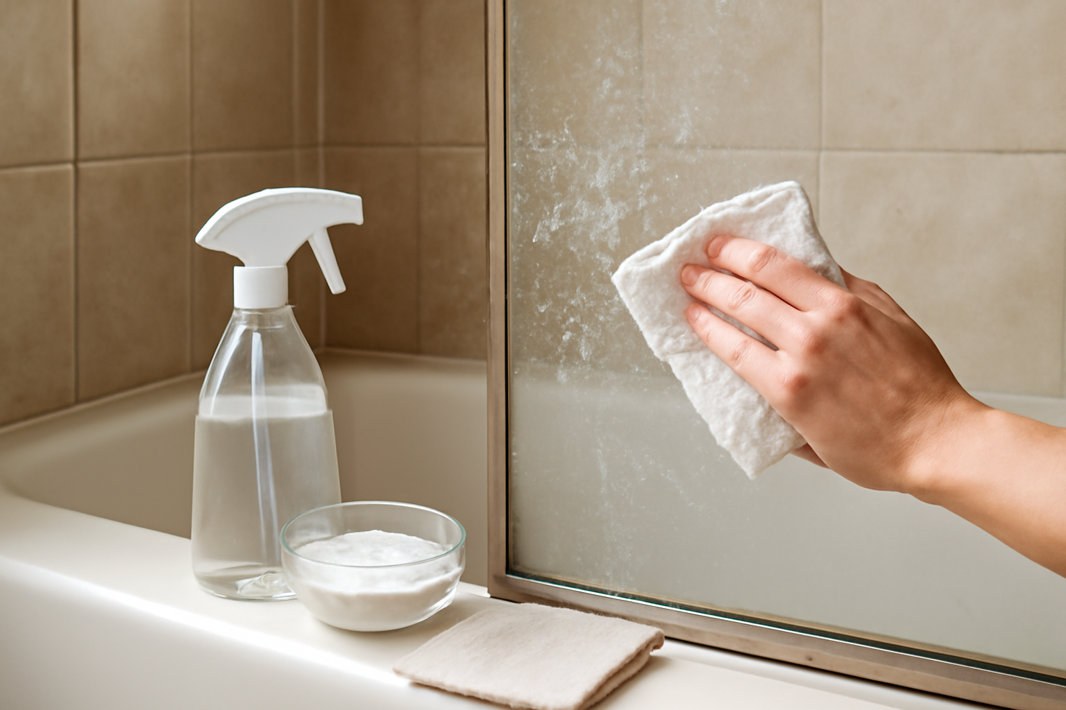 How to Remove Hard Water Stains from a Glass Shower Door: A Surface-Safety Guide illustration