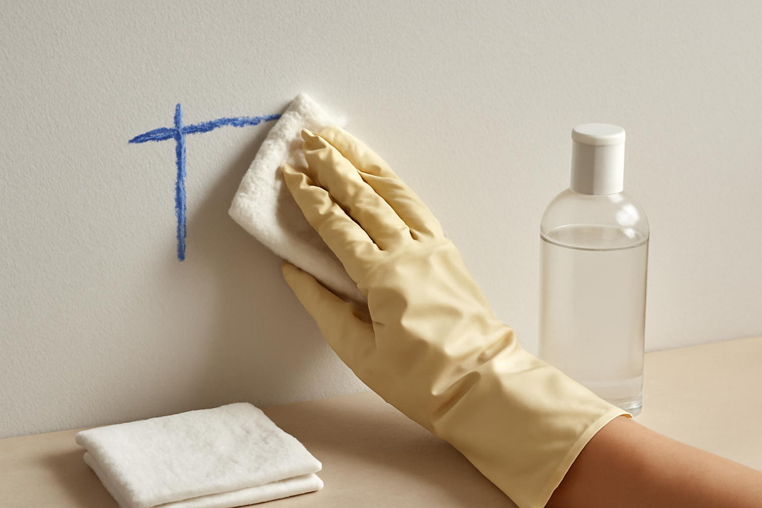 Imagem editorial: Como tirar mancha de caneta hidrográfica de parede pintada: guia para traço fresco e seco
