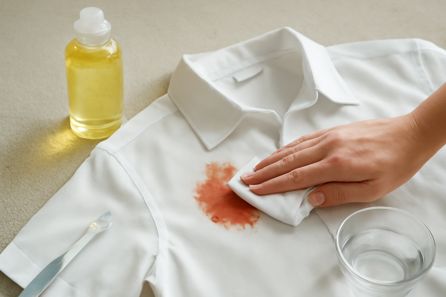 How to Remove Blood from a Polyester Shirt: Fresh and Set-In Stains illustration