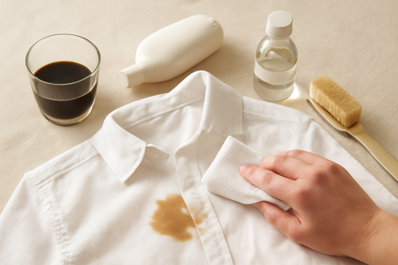 How to Remove Coffee Stains from a Cotton Shirt: Fresh and Set-In Spills illustration