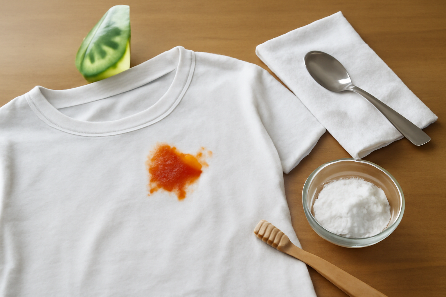 How to Remove Ketchup from a Cotton T-Shirt: Fresh and Set-In Stains illustration