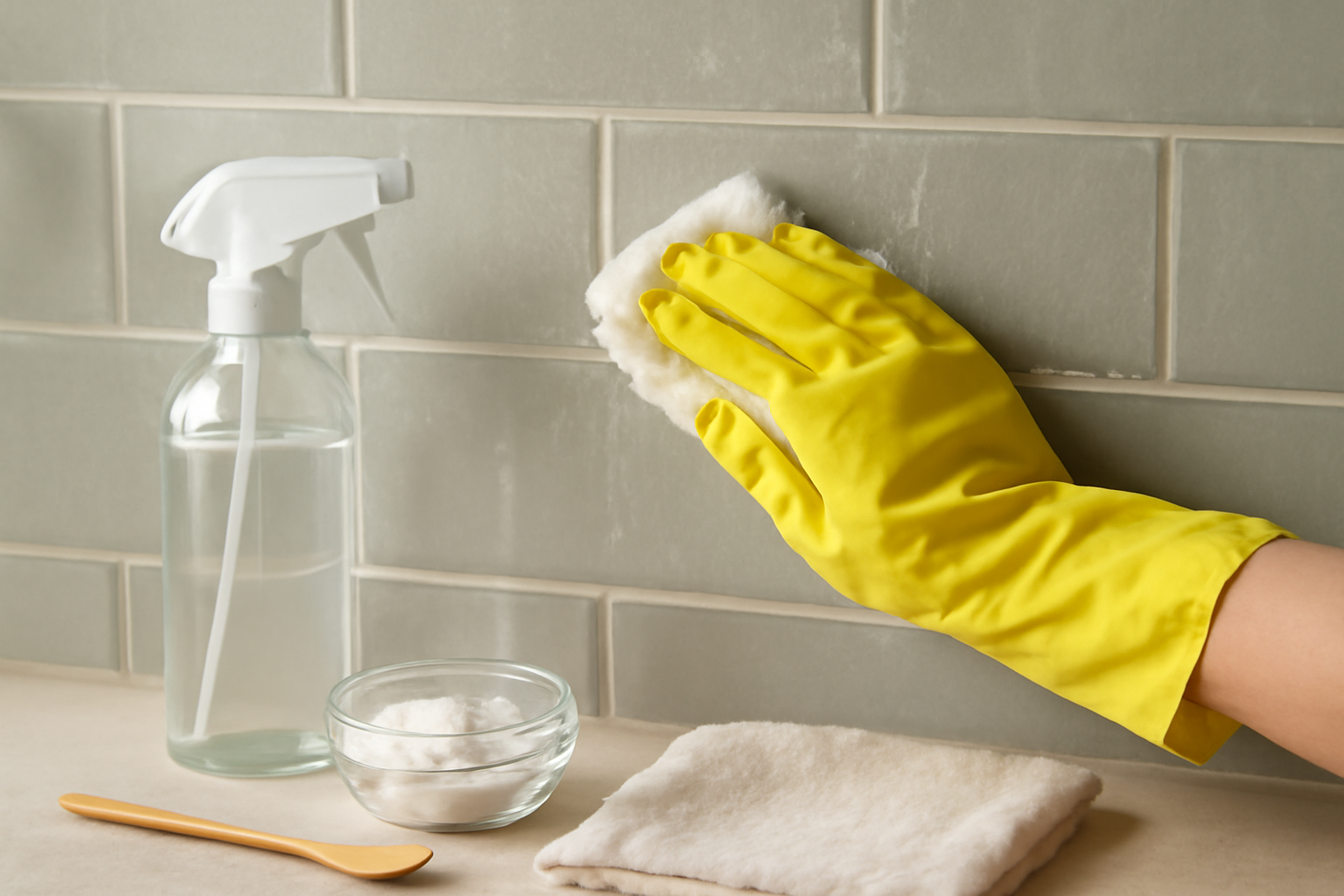 How to Remove Hard Water Stains from a Glass Tile Backsplash illustration