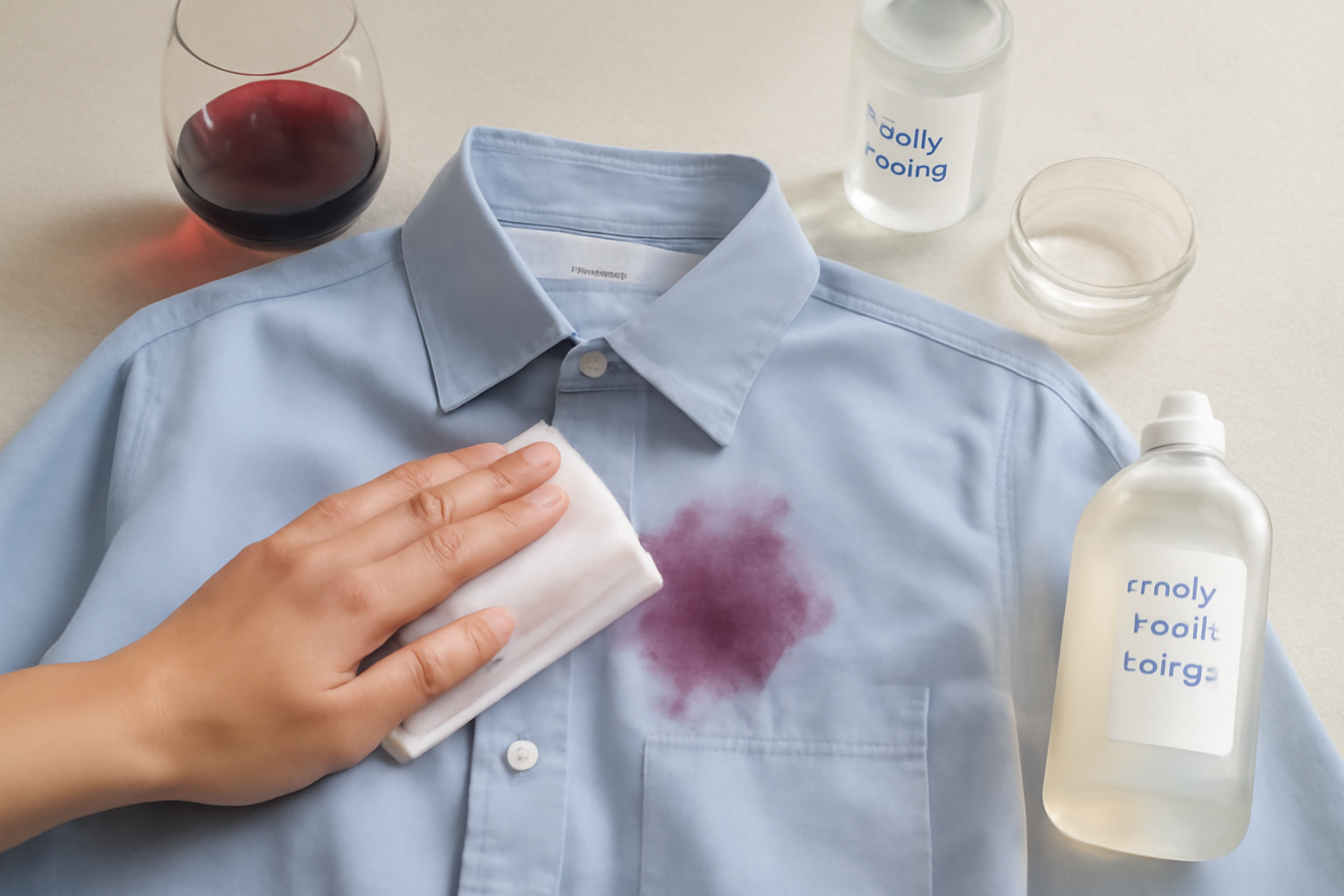 How to Remove Red Wine from a Polyester Shirt: Fresh and Set-In Stains illustration