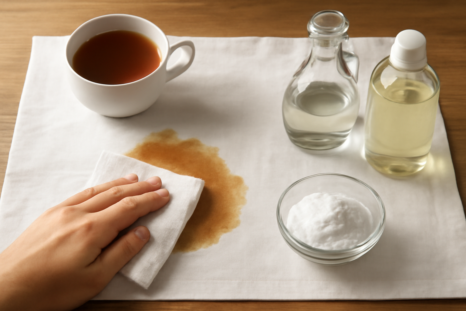 How to Remove Tea Stains from a Cotton Tablecloth: Fresh and Dried Spills illustration